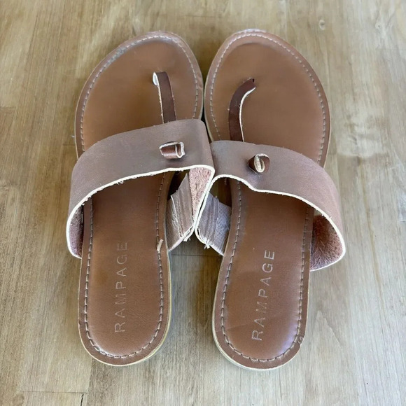 Rampage MAXXI Slip On Beige Gold Leather Casual Classic Spring Summer Sandals - Picture 3 of 4